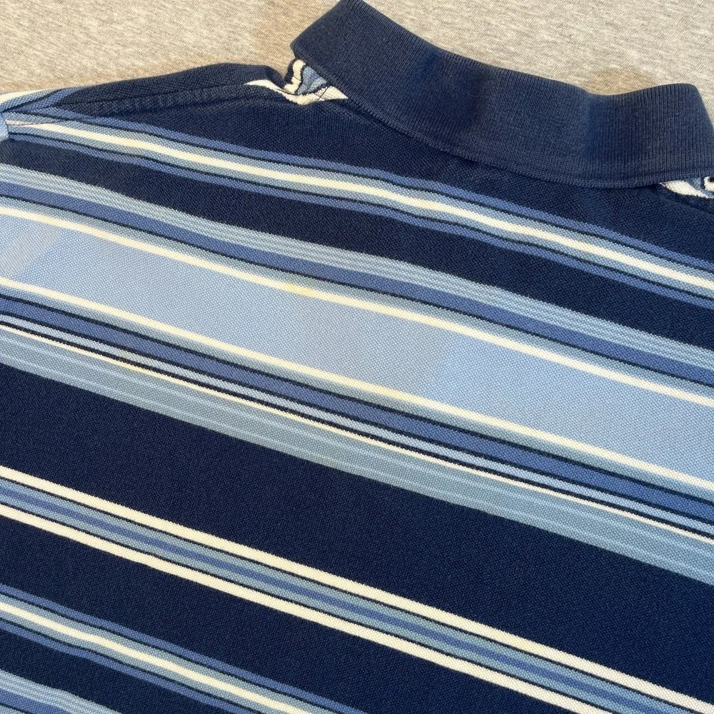 Polo Ralph Lauren Shirt Mens Large L Navy Stripe Pique Yellow Pony Polo Flaw